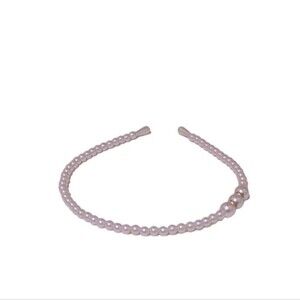 Pink Faux Pearl Rhinestone Thin Headband NEW